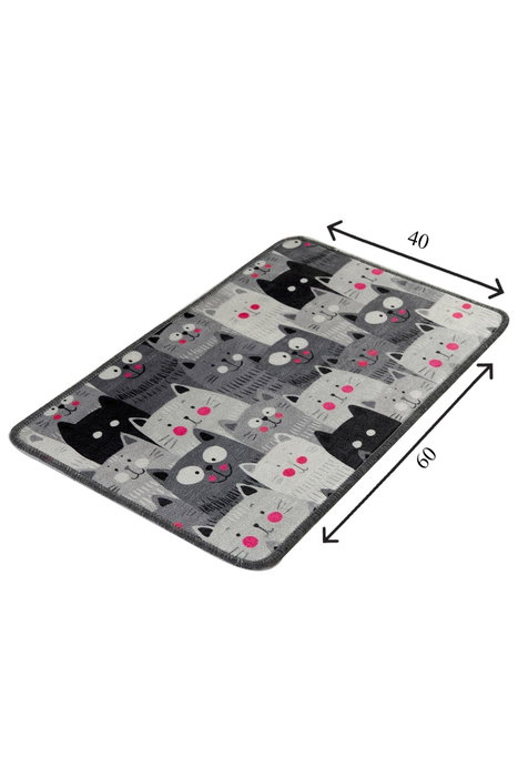 Mijölnir Meow Alfombrilla de Baño Gris 40 x 60 cm, 100% Poliéster Antideslizante y Antialérgica